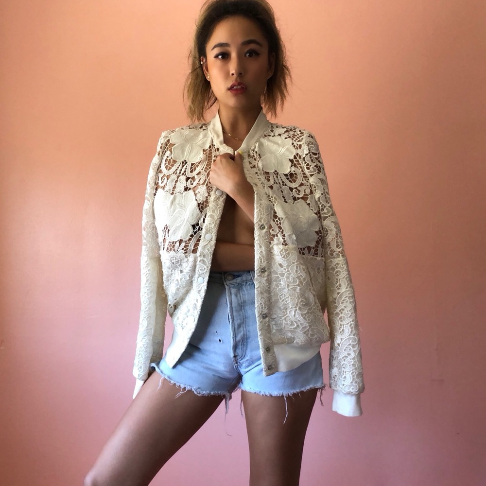 Chalk The Brand Lace Bomber Jacket